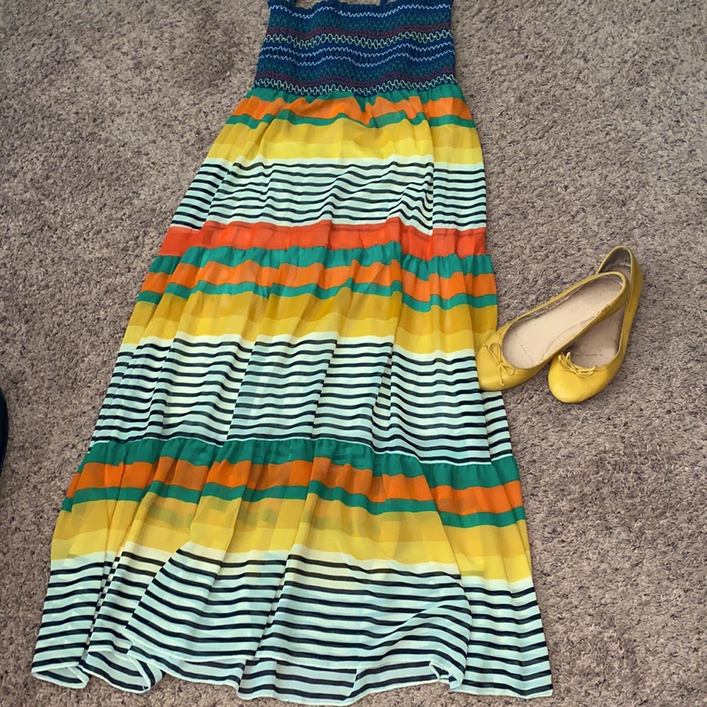 Vintage Magic striped tiered  denim top dress